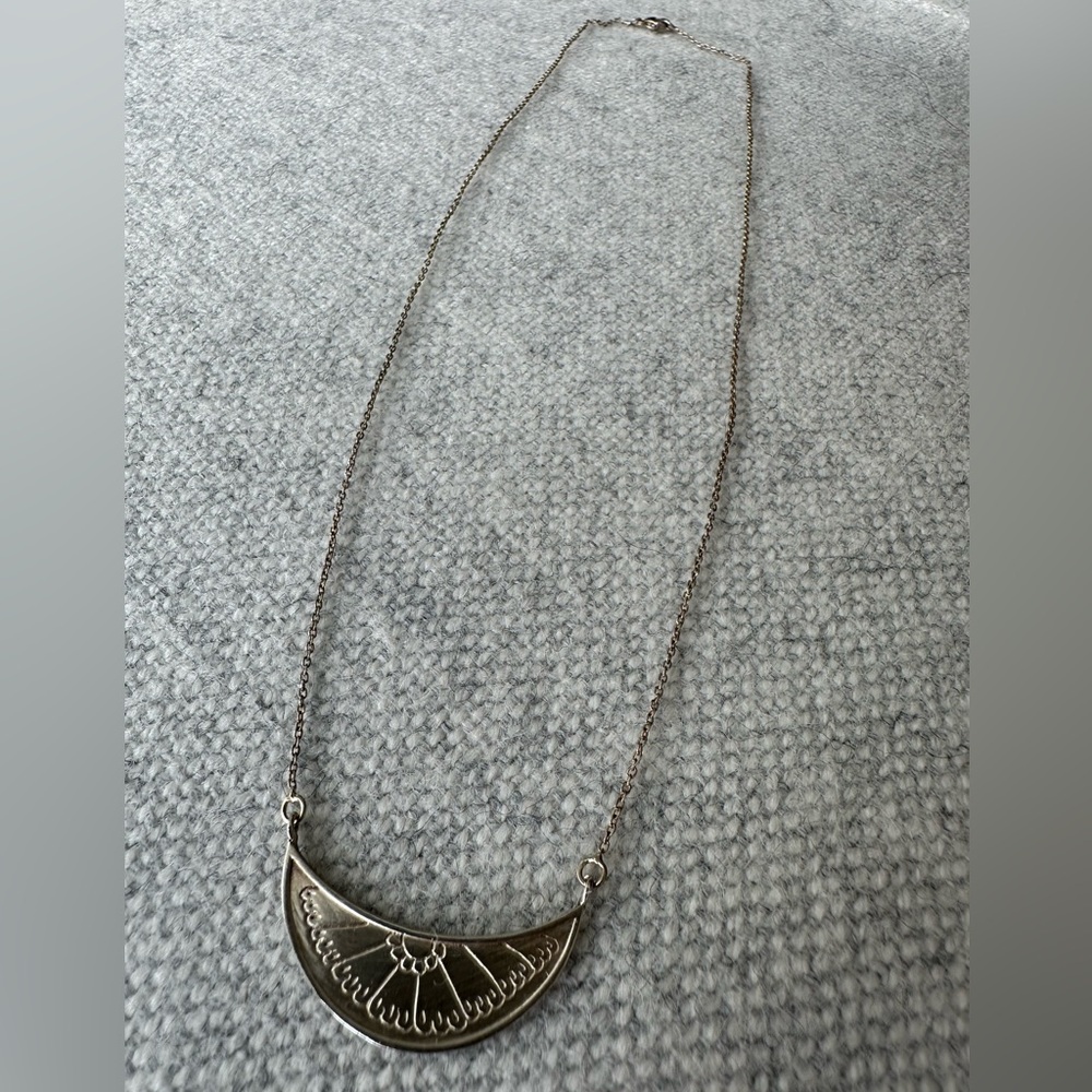 Etsy Gold Chain Necklace Half Moon Pendant 18"